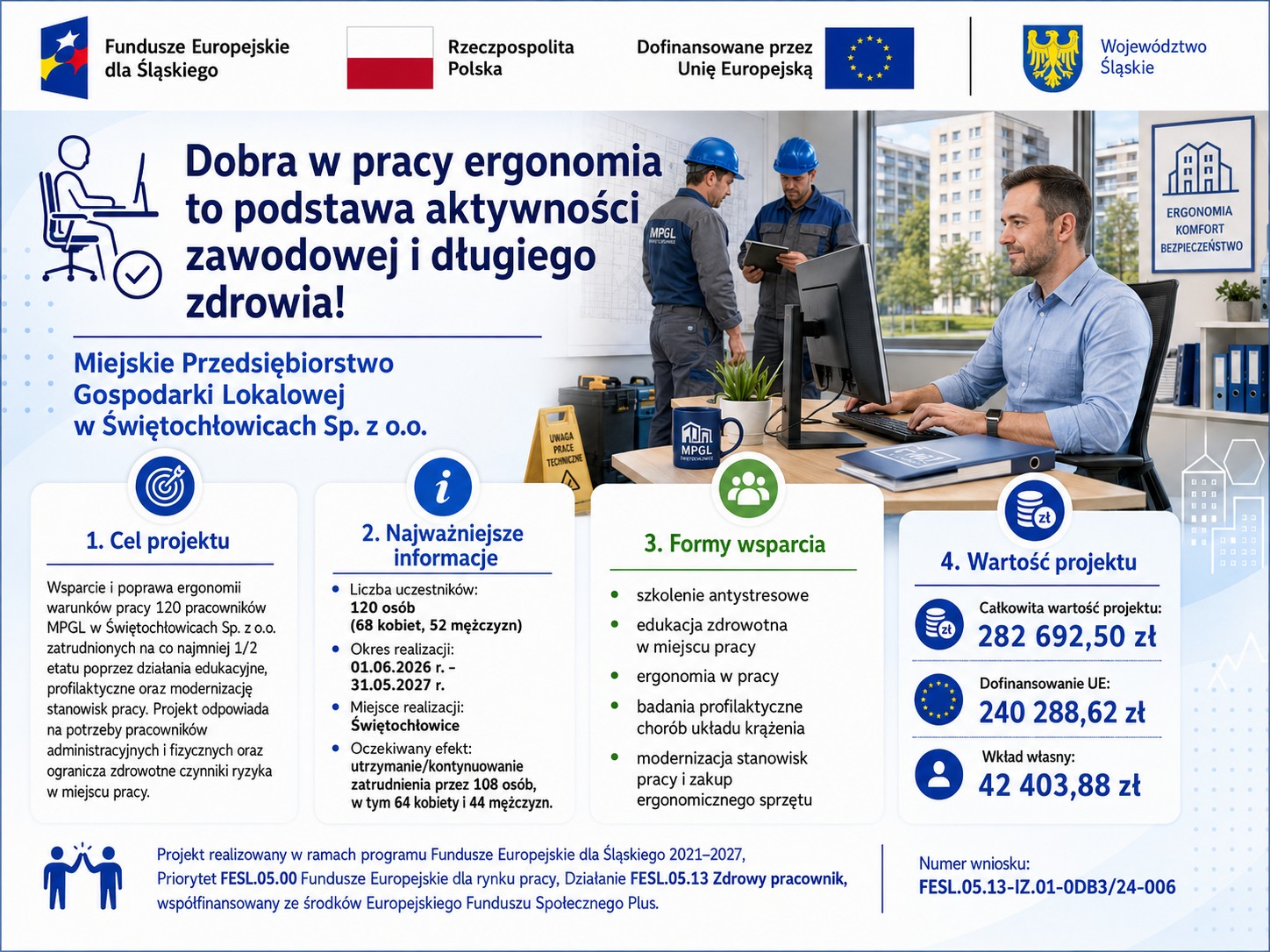 plakat INFORMACYJNY o projekcie ZDROWY PRACOWNIK